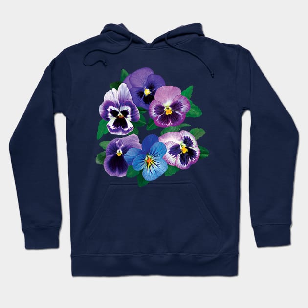 Pansies - Circle of Purple Pansies Hoodie by SusanSavad